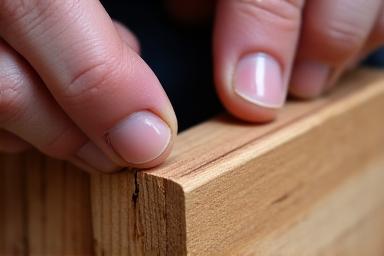 Close-up of a craftsman creating a precise dovetail joint.